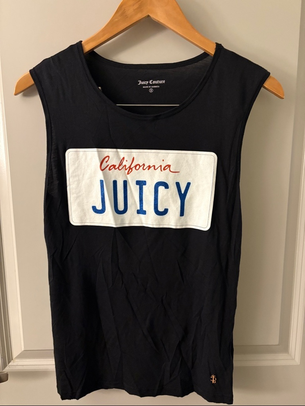 Juicy Couture Black  Tank with White License Plate Graphic